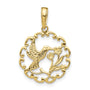 10K Hummingbird w/Flower in Frame Pendant