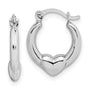 10K White Gold Heart Hollow Hoop Earrings