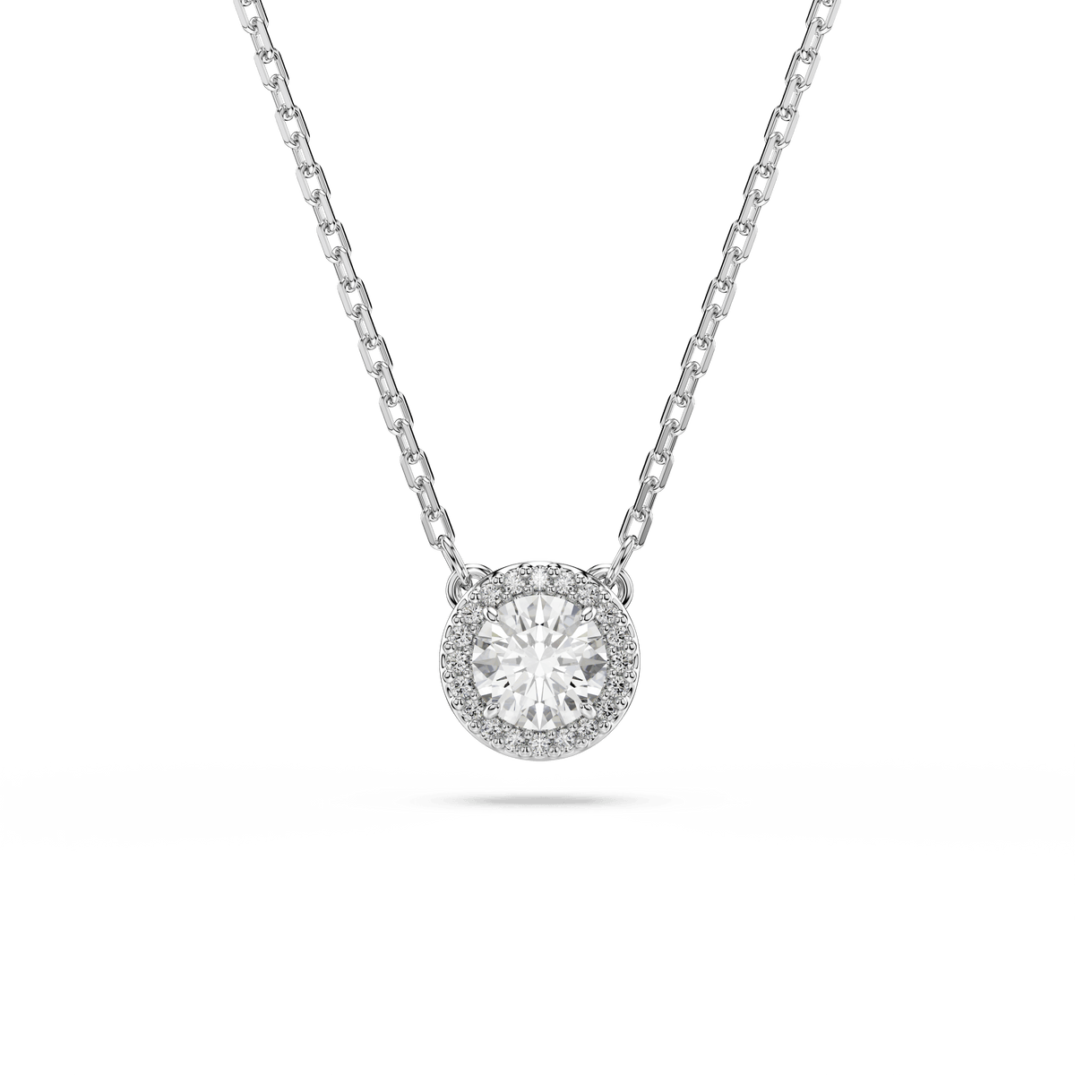 Una Angelic pendant, Round cut, Pavé, White, Rhodium plated