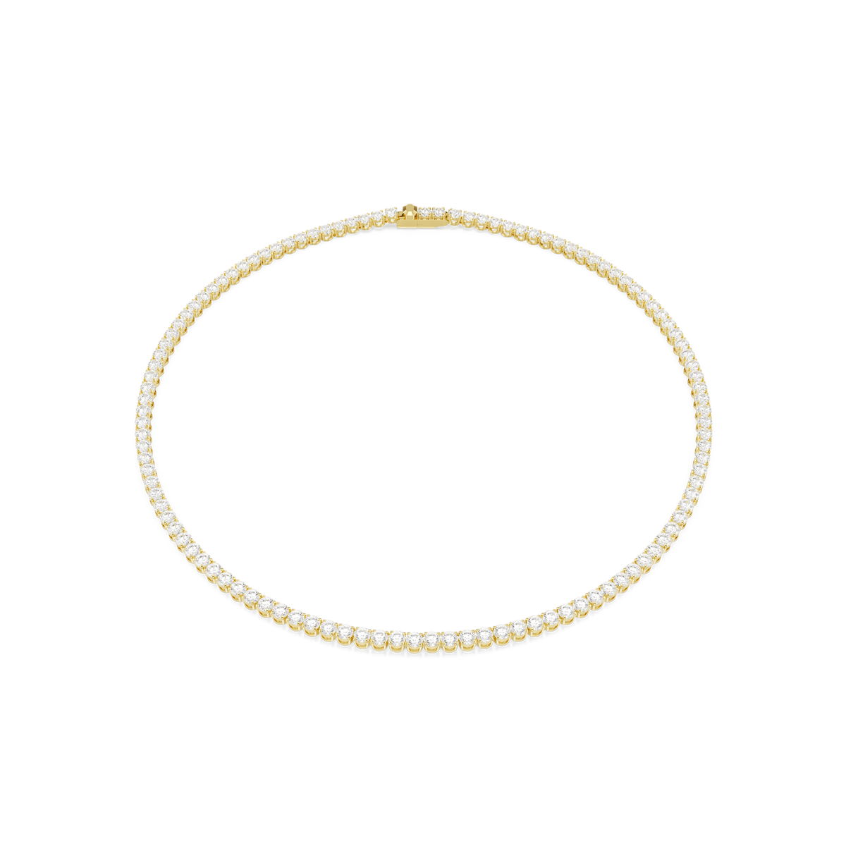 Matrix Tennis necklace, Round cut, White, 18K gold finish
