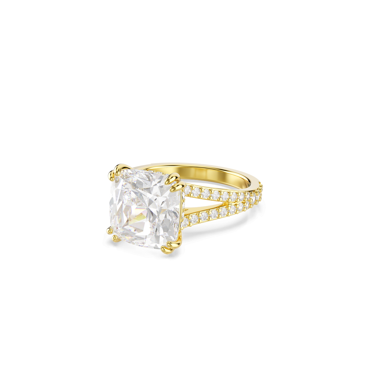Stilla cocktail ring, Square cut, Pavé, White, 18K gold finish