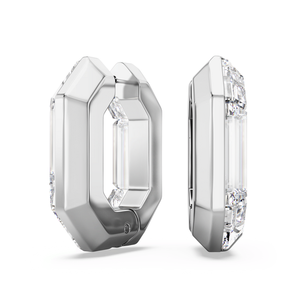 Lucent hoop earrings, Octagon shape, Small, White — article 5696289