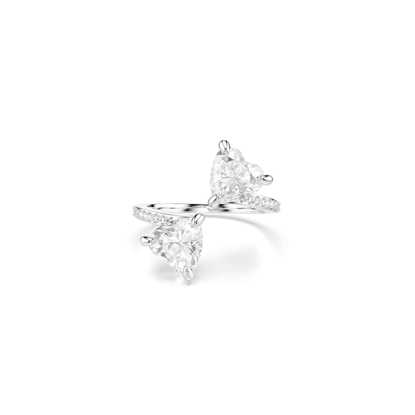 Mesmera open ring, Heart cut, Pavé, White, Rhodium plated — article 5705592