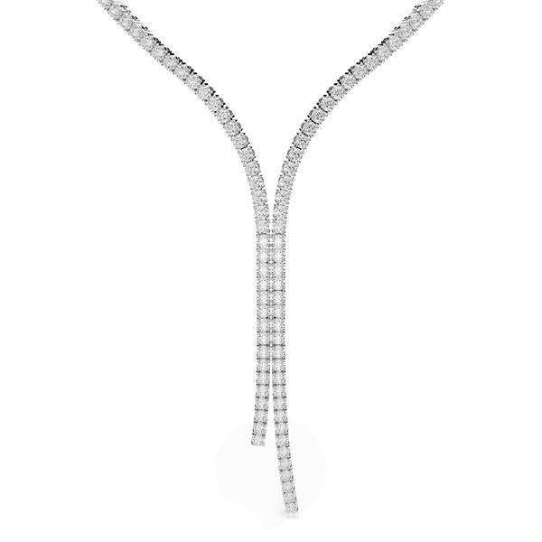 Matrix Y necklace, Round cut, White, Rhodium plated — article 5707988