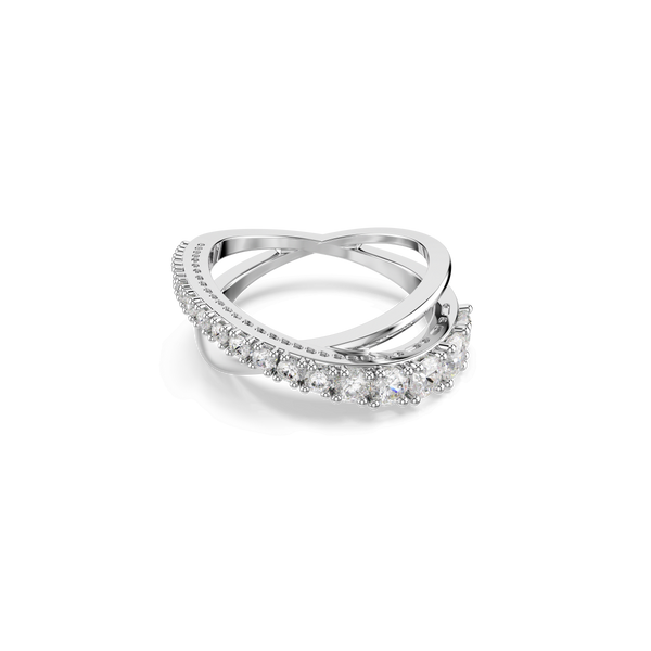 Hyperbola ring, Mixed cuts, White, Silver-tone finish — article 5714956