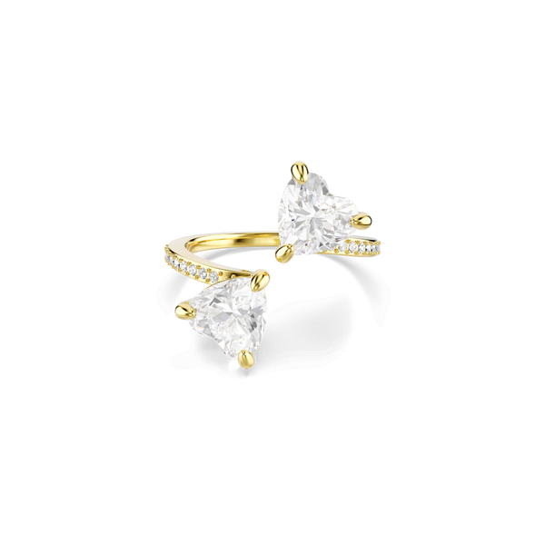 Mesmera open ring, Heart cut, Pavé, White, 18K gold finish — article 5733480