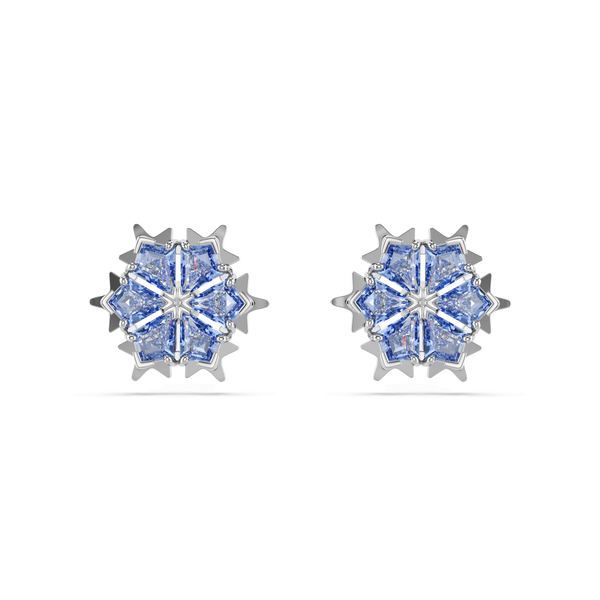 Magic stud earrings, Snowflake, Blue, Rhodium plated — article 5734242