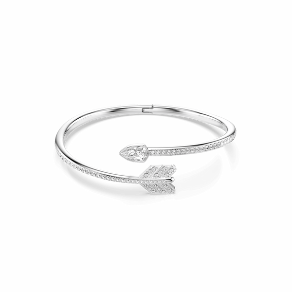 Idyllia bangle, Mixed cuts, Arrow, White, Rhodium plated — article 5737263