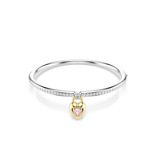 Idyllia bangle, Mixed cuts, Heart, Pink, Mixed metal finish — article 5737265