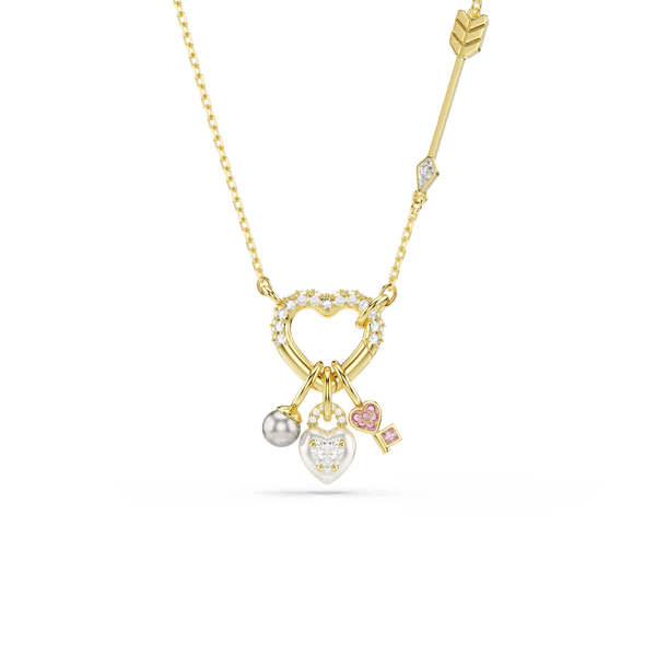 Idyllia pendant, Mixed cuts, Heart, Key, Pink, 18K gold finish — article 5737290
