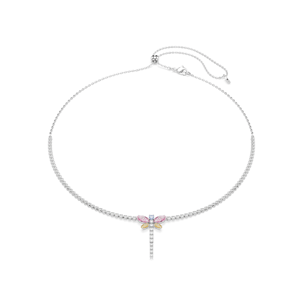 Ariana Grande x Swarovski Y necklace, Mixed cuts, Dragonfly, Multicolored, Rhodium plated — article 5737425