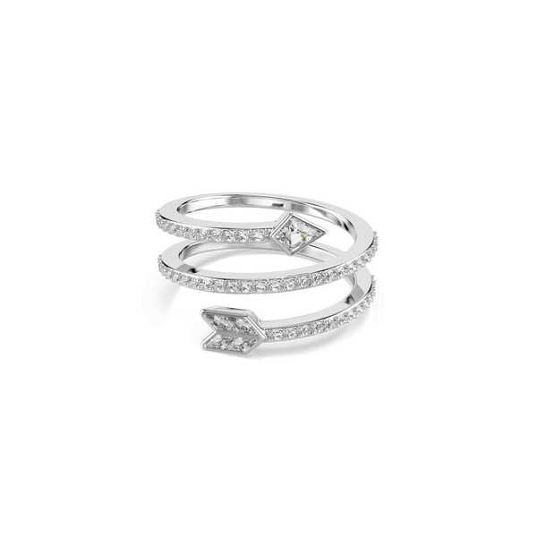 Idyllia motif ring, Mixed cuts, Arrow, White, Rhodium plated — article 5741525