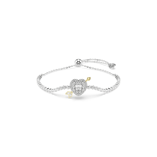 Idyllia bracelet, Mixed cuts, Heart with arrow, White, Rhodium plated — article 5742022