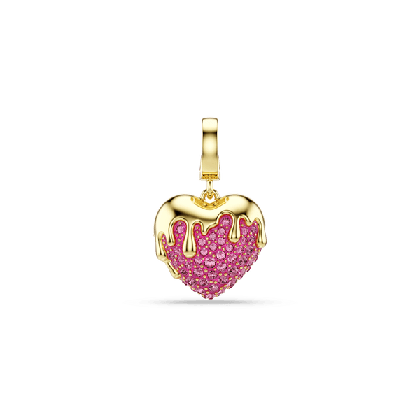 Idyllia charm, Round cut, Heart, Pink, 18K gold finish — article 5742953