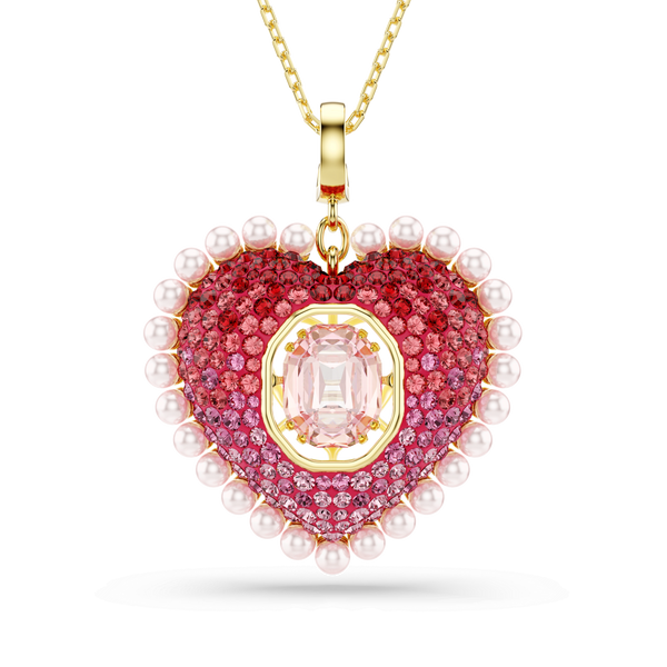Idyllia pendant, Mixed cuts, Heart, Pink, 18K gold finish — article 5742958