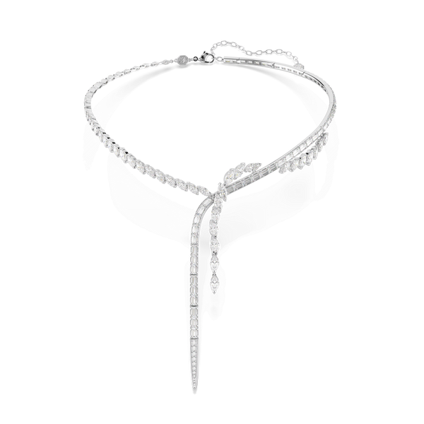 Mesmera Y necklace, Mixed cuts, White, Rhodium plated — article 5748652