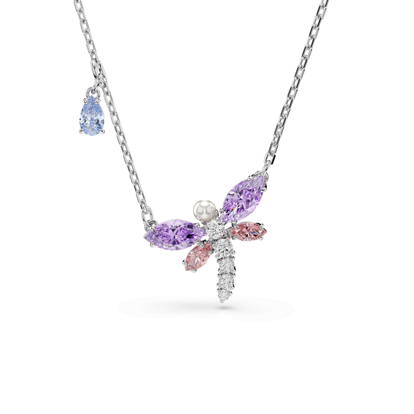 Ariana Grande x Swarovski pendant, Mixed cuts, Dragonfly, Multicolored, Rhodium plated — article 5750496