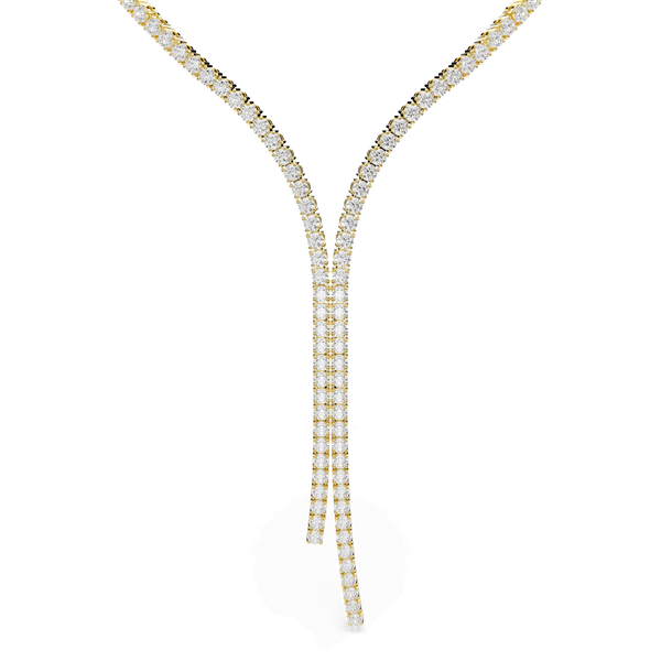 Matrix Y necklace, Round cut, White, 18K gold finish — article 5750601