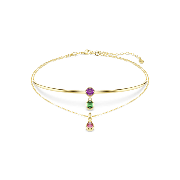 Imber layered necklace, Mixed cuts, Multicolored, 18K gold finish — article 5753273