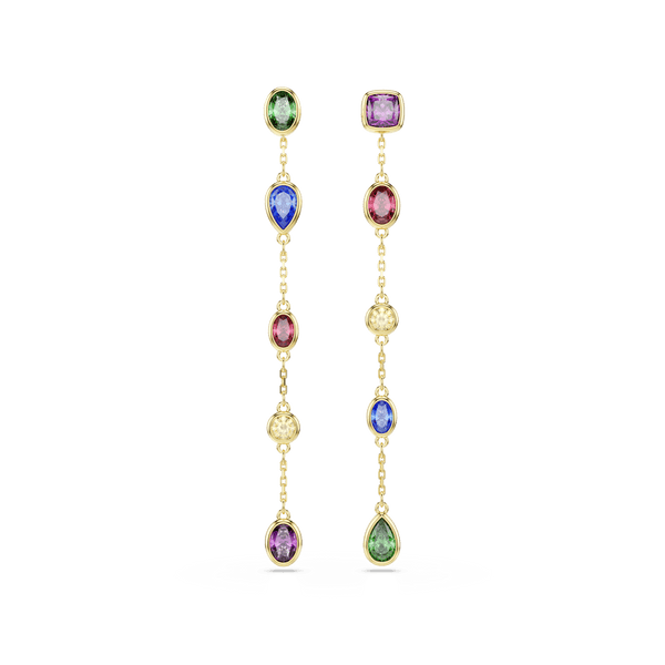 Imber drop earrings, Mixed cuts, Multicolored, 18K gold finish — article 5753289