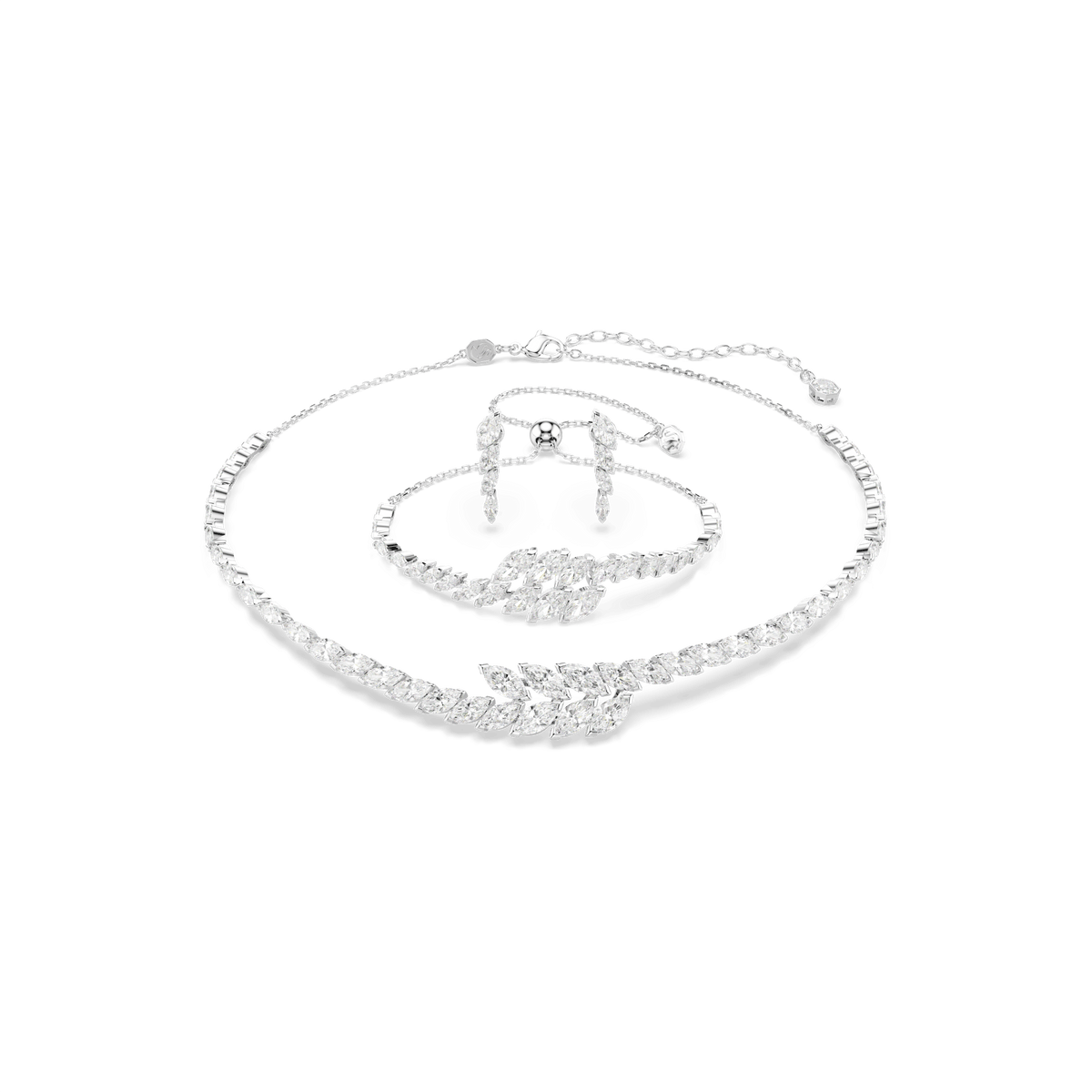 Mesmera set, Set (3), Marquise cut, White, Rhodium plated