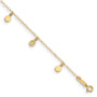 14k Hollow Dangle Circle 9in Plus 1in ext. Anklet
