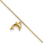 14k Dolphin Charm 9in with 1in Extension Anklet