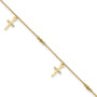 14k Polished and Diamond-cut Cross 9in Plus 1in ext. Anklet