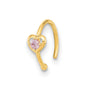 14K 20 Gauge Hoop with Heart CZ Nose Ring Body Jewelry