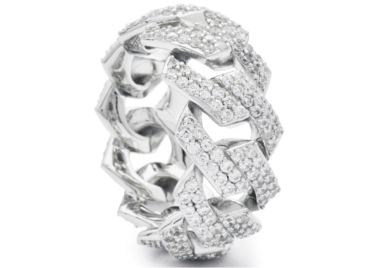 SS Moissanite Cuban Link Ring