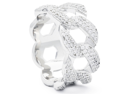 SS Moissanite Cuban Link Ring