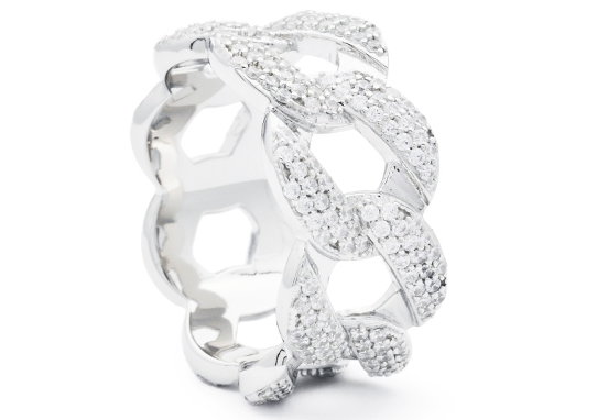 SS Moissanite Cuban Link Ring