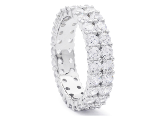 SS Moissanite Shared Prong Eternity Band