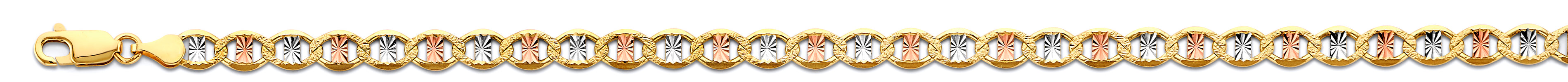14K Tri-Color Gold 5.4mm Flat Mariner Star Diamond-Cut Chain