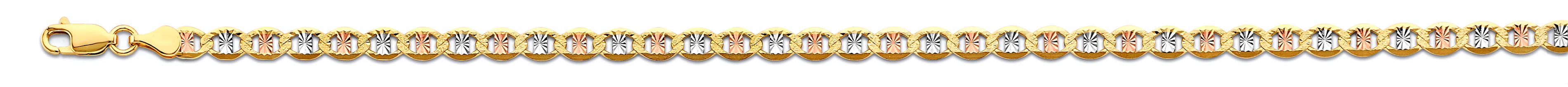 14K Tri-Color Gold 4.3mm Flat Mariner Star Diamond-Cut Chain