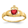 14k CZ January Birthstone Claddagh Heart Ring