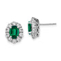 14k White Gold 1 1/5 ct Lab Grown Dia VS/SI+ G+ & Cr Emerald Post Earrings