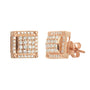14KR 0.75CTW DIAMOND SQUARE DOME EARRING STUDS