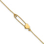 14K Safety Pin with Heart Bracelet