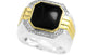 EFFY 925 STERLING SILVER/14K YELLOW GOLD DIAMOND,ONYX RING