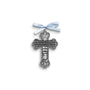 Silver-tone Blue Ribbon Bless This Child Crib Cross