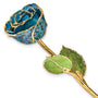 Lacquer Dipped Gold Trim Black and Blue Leopard Rose