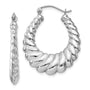 14k White Gold Polished Scalloped Hoop Earrings
