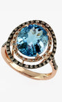 Effy 14K Rose Gold Diamond, Brown Diamond And Blue Topaz Ring