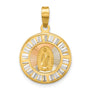 14K Rose and White-plated Polished CZ Baguettes Mary Round Pendant