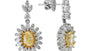 EFFY 18K WHITE GOLD DIAMOND,NATURAL YELLOW DIAMOND, EARRINGS