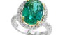 EFFY 18K TWO TONE GOLD DIAMOND AND EMERALD RING