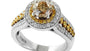 EFFY 18K WHITE and YELLOW GOLD DIAMOND,ESPRESSO DIAMOND,NATURAL YELLOW DIAMOND,,BROWN DIAMOND RING (WITH 6.4MM CENTER SIZE) CENTER SIZE: 6.4MM