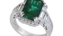 EFFY 18K WHITE GOLD DIAMOND,NATURAL EMERALD RING