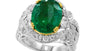 EFFY 18K TWO TONE DIAMOND AND EMERALD RING